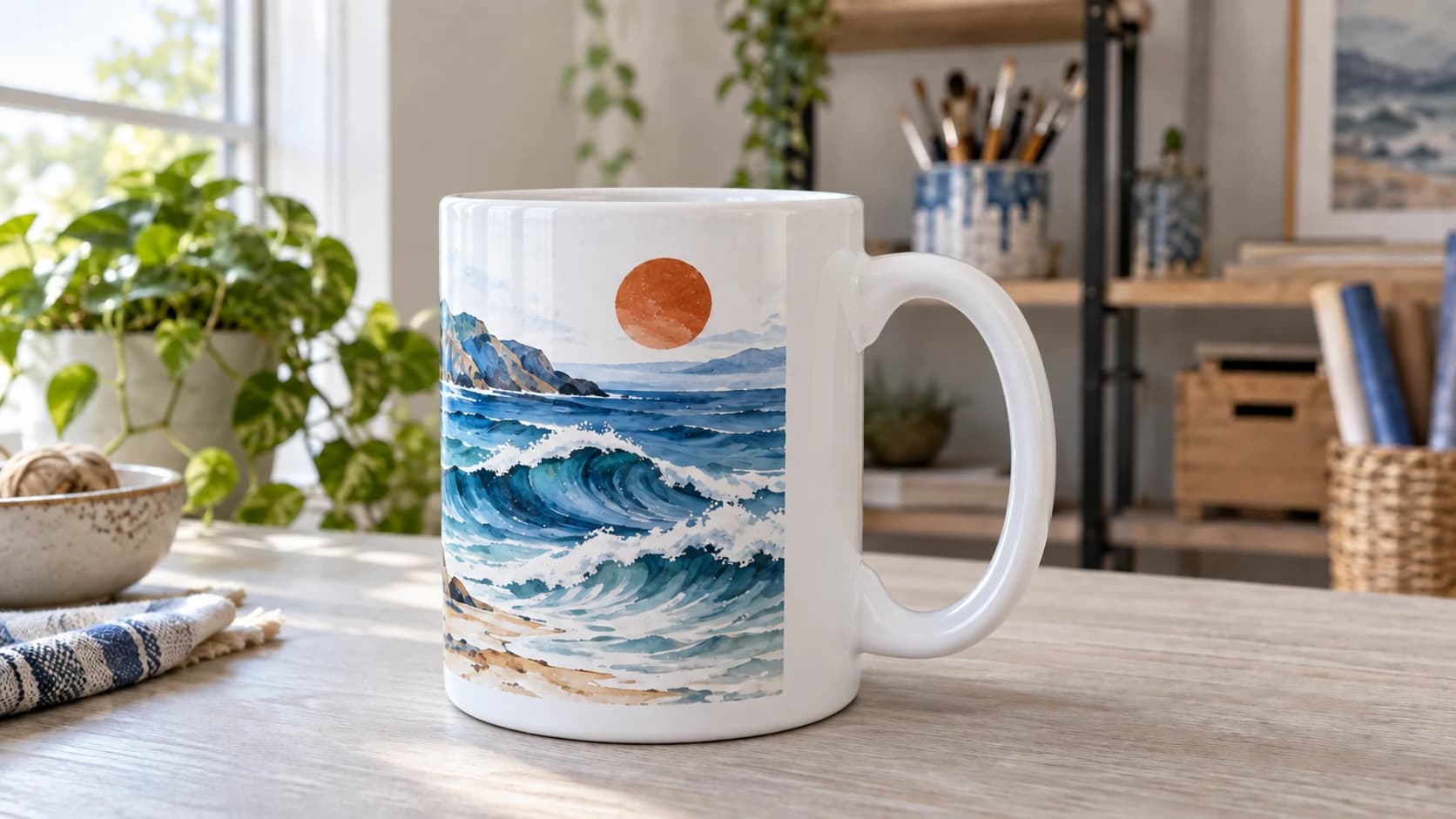 Coastal mug design stopping short of the white handle zone